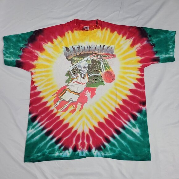 Fruit of the Loom Other - VTG 1992 Grateful Dead Lithuania Barcelona Basketball Tie-Dye Men's T-Shirt XL